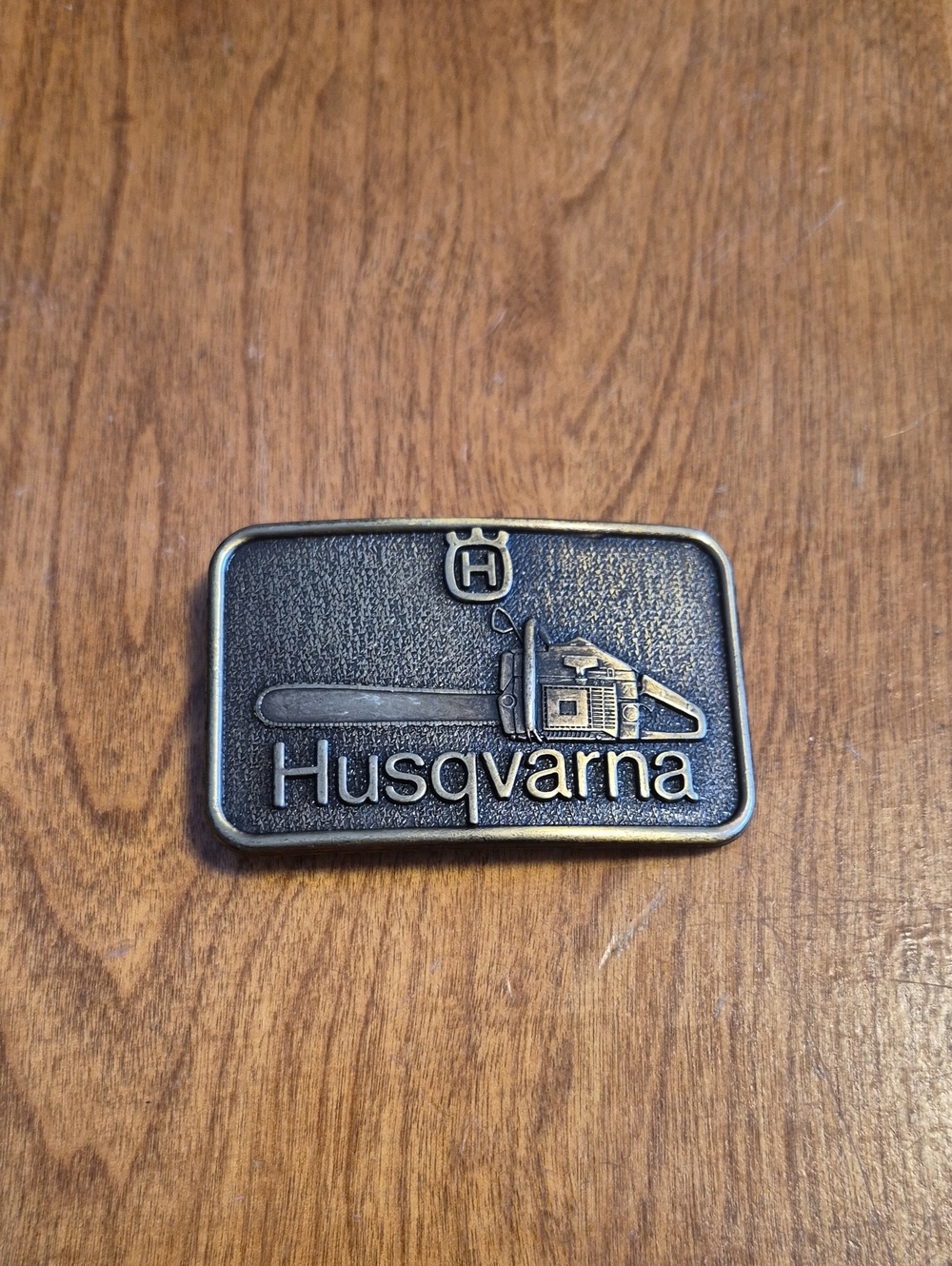 Husqvarna Metal Belt Buckle - Antique Bronze Finish